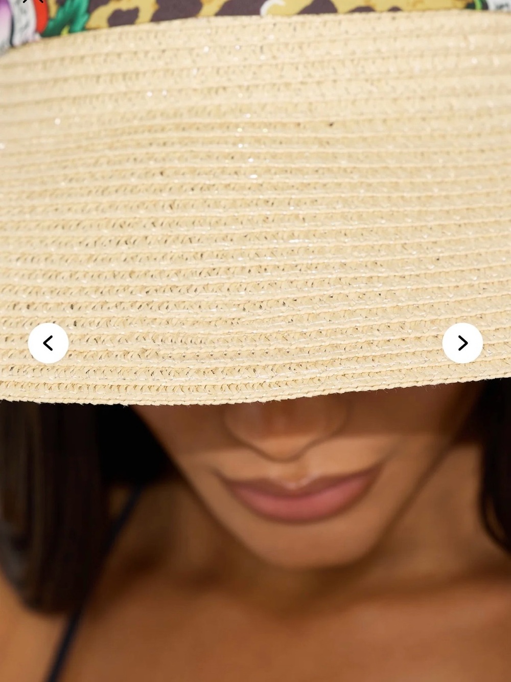 Wide Brim Straw Sun Hat with Leopard Print Band - Picture 5 of 5